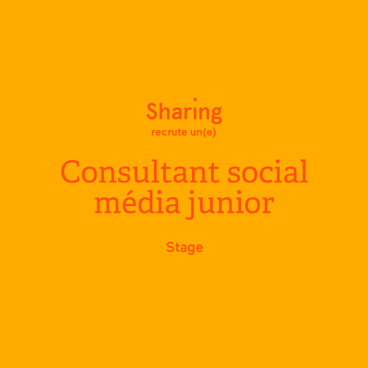 Sharing recrute consultant social media junior stage communication agence