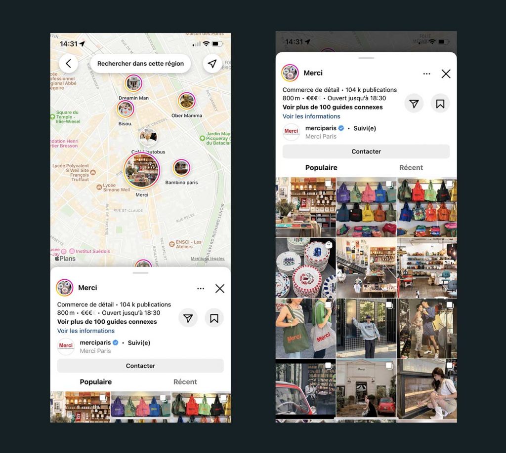 Une carte interactive pour découvrir des lieux populaires sur Instagram agence de communication sharing