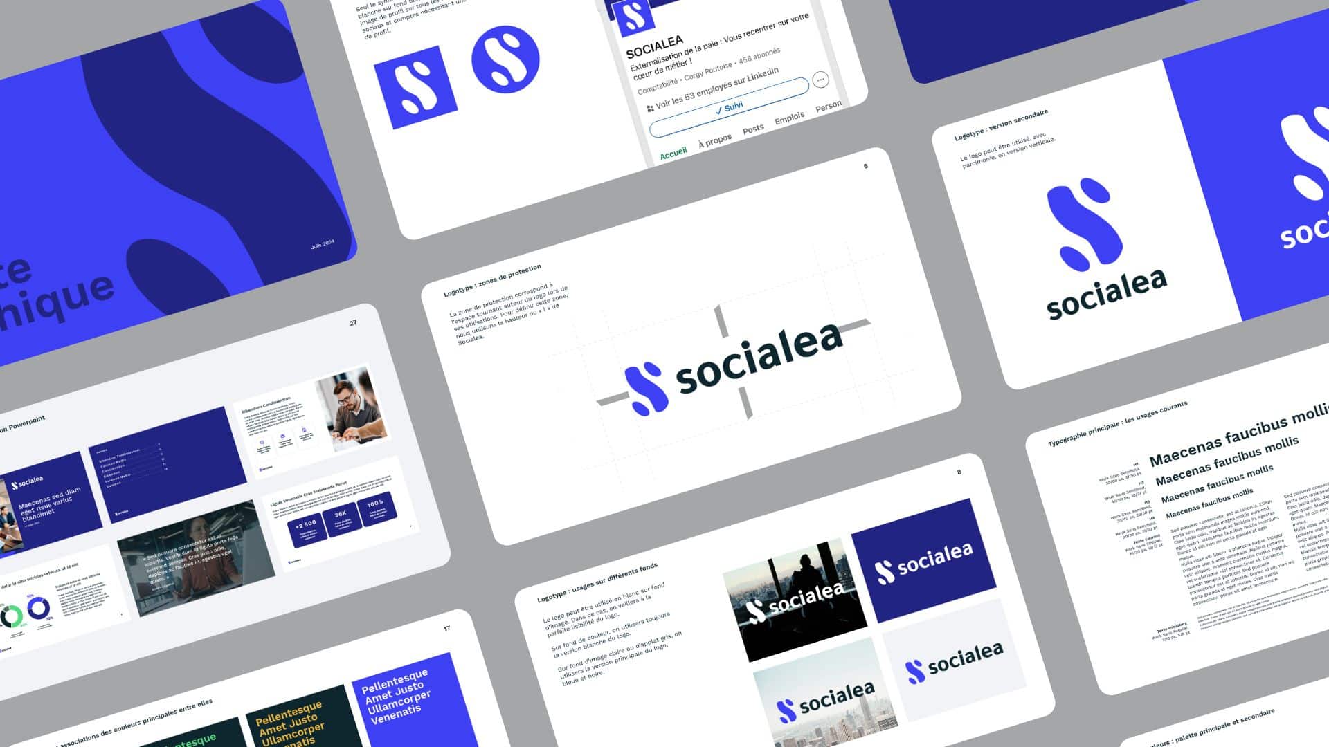 Sharing accompagne le lancement de Socialea avec la création de son logotype, de son univers graphique, de ses supports de communication et de son site web.